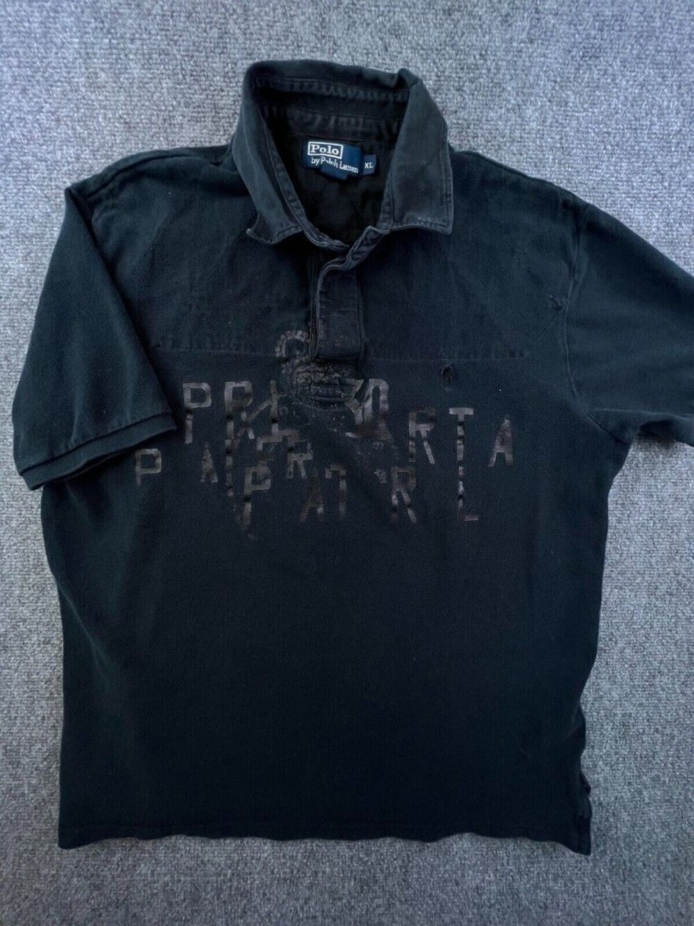 Polo Ralph Lauren Polo Shirt Men’s Size XL Black Graphic 30 RTA Patrol Heavy